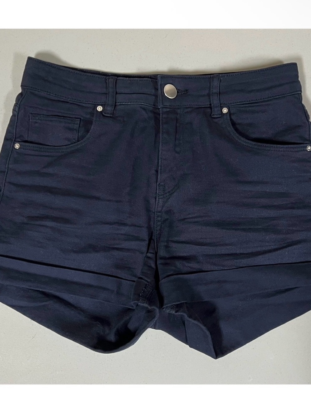 Navy Blue Cuffed Jean Denim Shorts Bottoms Size 2 💙 #shorts #casual #denim #y2k